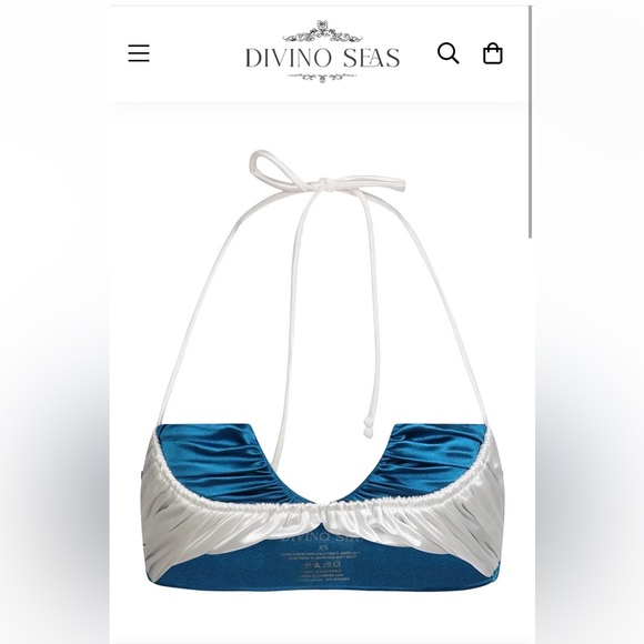 Divino Seas Ailin Dark Peacock Blue Bright White Top & Bottom Bikini Set Size XS - Picture 6 of 14